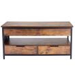 Masuta de cafea Lift Top, 2 in 1 Desktop birou Extensibil, 1000 x 498 x 480 mm, Maro, Lumina ambientala, 2 x 3 prize, 2 x porturi USB, buzunare depozitare