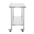 Masa de lucru Inox, pentru preparare alimente, 610x1219x1006 mm, 1 x rafturi, 4 x roti