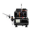 Kit aerograf cu compresor ultra silentios, 23-25 ​​L/min, 120 W, duza 0.3, 0.5 mm, Volum cupe 2/9/22 ml, 6 x vopseluri acrilice
