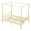 Pat cu baldachin Queen Size, fara saltea, 2110 x 1550 x 1965 mm, Capacitate max 360 kg, Otel, Auriu
