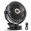 Ventilator portabil cu acumulator si clips de prindere, port USB, 3 x viteze, 8 W, 170 mm, Negru, Lumina Led