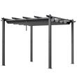 Pavilion cu acoperis retractabil, 2.97 x 2.97 x 2.3 m, impermeabilizare superioara, protectie solara UV50+, Aluminiu/Poliester, Gri