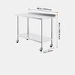 Masa de lucru Inox, pentru preparare alimente, 610x1219x1006 mm, 1 x rafturi, 4 x roti