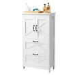 Dulap de baie, 2 usi si 2 sertare, MDF, Alb, 4 rafturi, 300 x 600 x 1100 mm, kit anti-rasturnare