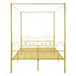 Pat cu baldachin Queen Size, fara saltea, 2110 x 1550 x 1965 mm, Capacitate max 360 kg, Otel, Auriu