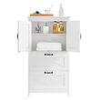 Dulap de baie, 2 usi si 2 sertare, MDF, Alb, 4 rafturi, 300 x 600 x 1100 mm, kit anti-rasturnare
