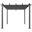Pavilion cu acoperis retractabil, 2.97 x 2.97 x 2.3 m, impermeabilizare superioara, protectie solara UV50+, Aluminiu/Poliester, Gri