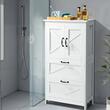 Dulap de baie, 2 usi si 2 sertare, MDF, Alb, 4 rafturi, 300 x 600 x 1100 mm, kit anti-rasturnare