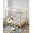 Pat cu baldachin Queen Size, fara saltea, 2110 x 1550 x 1965 mm, Capacitate max 360 kg, Otel, Auriu