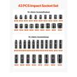 Set 43 piese tubulare de impact, prindere 1/2 inch, metric 9-30 mm