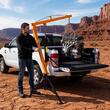 Macara telescopica pentru camioneta cu suport trepied, pivotanta la 360 de grade, Capacitate 450 kg, cric hidraulic, troliu manual, brat pliabil