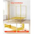 Pat cu baldachin Queen Size, fara saltea, 2110 x 1550 x 1965 mm, Capacitate max 360 kg, Otel, Auriu