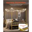 Pat cu baldachin Queen Size, fara saltea, 2110 x 1550 x 1965 mm, Capacitate max 360 kg, Otel, Auriu