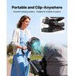 Ventilator portabil cu acumulator si clips de prindere, port USB, 3 x viteze, 8 W, 170 mm, Negru, Lumina Led