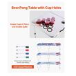Joc de societate pliabil/portabil masa Beer Pong, Lungime 2.4 m, Inaltime reglabila, 6 x mingi, Alb, 4 x carioci