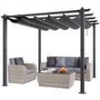 Pavilion cu acoperis retractabil, 2.97 x 2.97 x 2.3 m, impermeabilizare superioara, protectie solara UV50+, Aluminiu/Poliester, Gri