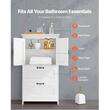 Dulap de baie, 2 usi si 2 sertare, MDF, Alb, 4 rafturi, 300 x 600 x 1100 mm, kit anti-rasturnare