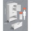 Dulap de baie, 2 usi si 2 sertare, MDF, Alb, 4 rafturi, 300 x 600 x 1100 mm, kit anti-rasturnare
