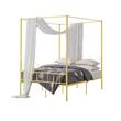 Pat cu baldachin Queen Size, fara saltea, 2110 x 1550 x 1965 mm, Capacitate max 360 kg, Otel, Auriu