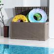 Lada depozitare accesorii gradina pentru exterior 380 l, Rattan artificial, Maro, 1220 x 545 x 623 mm 