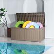 Lada depozitare accesorii gradina pentru exterior 455 l, Rattan artificial, Maro, 1220 x 545 x 623 mm, protectie UV