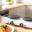 Plita electrica 2500 W, 2 arzatoare, portabila, diametru ochiuri 18 cm si 15 cm, Alba