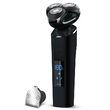 Aparat de ras cu acumulator Li-Ion, 3 capete rotative, oscilante, Lame Inox, 180 min, Trimmer placat cu titan, 5W