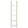 Raft metalic cu 5 x polite incluse din lemn, profil patrat 20x20 mm, Vivatechnix Industrial, 400 x 300 x 1780 mm, Auriu/Alb
