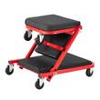Pat/Scaun pliabil pentru atelier, 3 in 1, max 150 kg, 6 x roti, 920 x 420 x 130 mm, Negru/Rosu