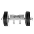Kit Roti cauciuc cu suport pentru porti culisante, Otel galvanizat, max 300 kg, 144.3×305 mm, potrivit tocurilor de usi si sinelor de la 32-42 mm