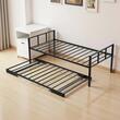 Pat de zi cu extensie, Cadru metalic, 203 x 104 x 73.5 cm, Capacitate 180 kg, Otel, 8 roti, fara saltea