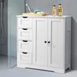 Dulap de baie, 2 usi si 4 sertare, MDF, Alb, 3 rafturi, 300 x 800 x 810 mm, kit anti-rasturnare