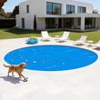 Prelata solara rotunda pentru piscine, Diametru 5.4 m, protectie UV, Albastra, personalizabila