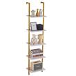 Raft metalic cu 5 x polite incluse din lemn, profil patrat 20x20 mm, Vivatechnix Industrial, 400 x 300 x 1780 mm, Auriu/Alb