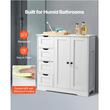 Dulap de baie, 2 usi si 4 sertare, MDF, Alb, 3 rafturi, 300 x 800 x 810 mm, kit anti-rasturnare
