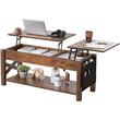 Masuta de cafea Lift Top, 2 in 1 Desktop birou Extensibil in 2 parti, 1200 x 500 x 500 mm, Maro, buzunare depozitare