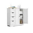 Dulap de baie, 2 usi si 4 sertare, MDF, Alb, 3 rafturi, 300 x 800 x 810 mm, kit anti-rasturnare