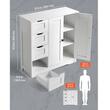 Dulap de baie, 2 usi si 4 sertare, MDF, Alb, 3 rafturi, 300 x 800 x 810 mm, kit anti-rasturnare