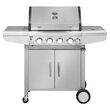 Gratar pe butan / propan / GPL cu 5 arzatoare 125 x 58 x 119 cm, Termometru, 14.4 kW, Piezo, Otel, Inox