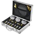 Set pentru testarea presiunii hidraulice 250/400/600 bar, 3 manometre, 9 cuplaje G1/8, G1/4, G3/8, M10/1, M10/1.25, M14/1.5, UNF7/16-20, UNF9/16-18 și conector rapid