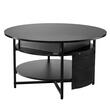 Masuta de cafea Lift Top, 2 in 1 Desktop birou Extensibil, Rotund 900 x 510 mm, Negru, buzunare depozitare