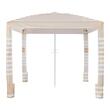 Pavilion gradina/plaja, Portabil 240x240 cm, 1 x perete lateral, Maro/Alb, Protecție solara UPF 50+, Geanta, cadru otel, Inaltime reglabila