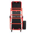 Pat/Scaun pliabil pentru atelier, 2 in 1, max 136kg, 6 x roti, 910 x 425 x 140 mm, Negru/Rosu