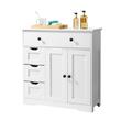 Dulap de baie, 2 usi si 4 sertare, MDF, Alb, 3 rafturi, 300 x 800 x 810 mm, kit anti-rasturnare, pentru accesorii baie