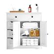 Dulap de baie, 2 usi si 4 sertare, MDF, Alb, 3 rafturi, 300 x 800 x 810 mm, kit anti-rasturnare, pentru accesorii baie