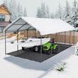Copertina auto carport, 4x8x3.15 m, cadru si acoperis otel galvanizat, prelata laterala, 12 stalpi