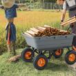 Carucior heavy-duty pentru gradina, 1980x710x670mm, Capacitate 680 kg, Cuva PP basculabila, roti cauciuc 13 inch, remorcabil