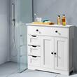 Dulap de baie, 2 usi si 4 sertare, MDF, Alb, 3 rafturi, 300 x 800 x 810 mm, kit anti-rasturnare, pentru accesorii baie