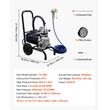 Pompa de vopsit cu diafragma, putere 1500 W, Debit 2.5 l/min, 200 Bar, lungime furtun 10 m, 2 x roti