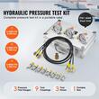 Set pentru testarea presiunii hidraulice 250/400/600 bar, 3 manometre, 9 cuplaje G1/8, G1/4, G3/8, M10/1, M10/1.25, M14/1.5, UNF7/16-20, UNF9/16-18 și conector rapid